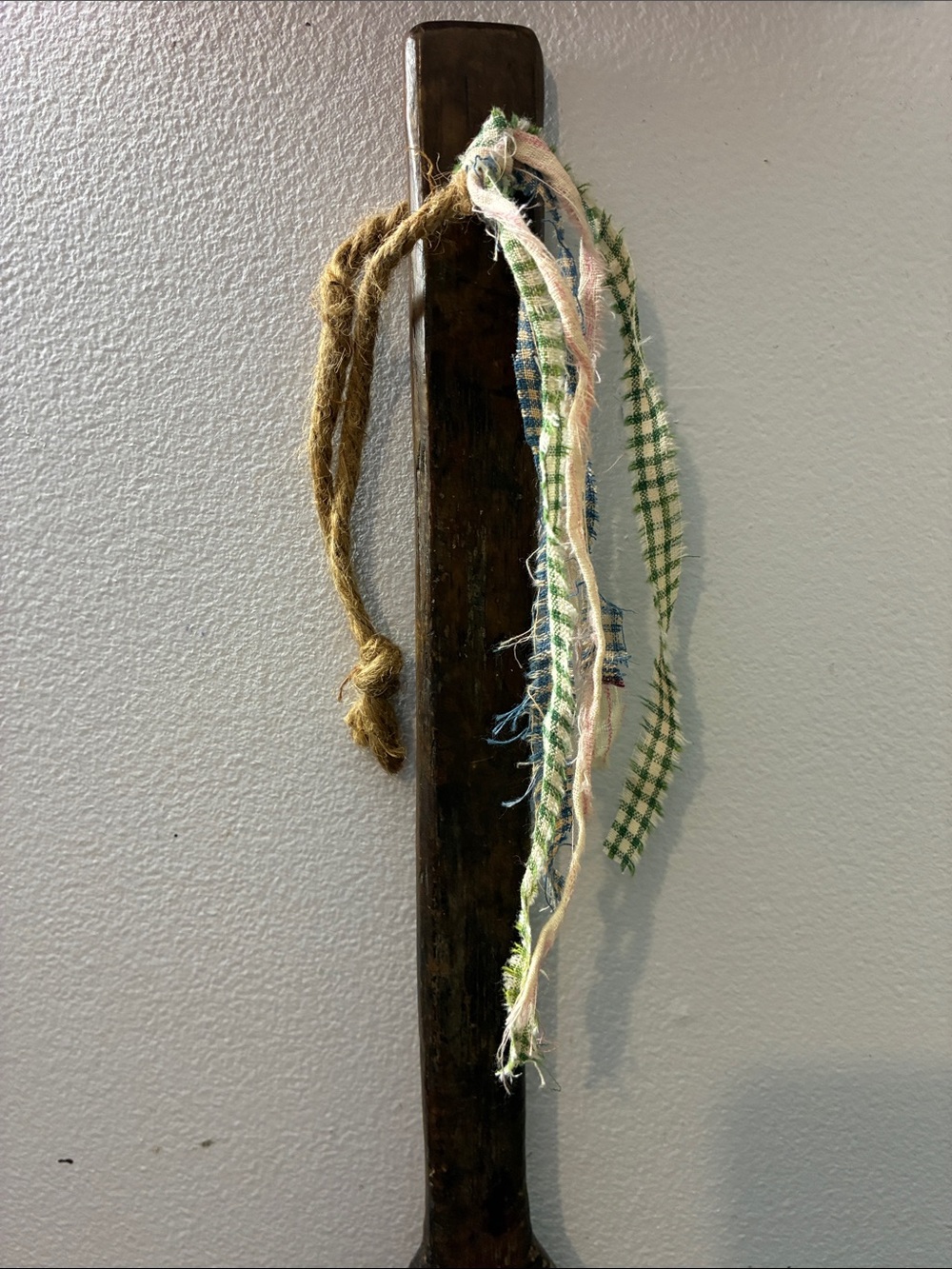 Rustic Brown Wooden Paddle Wall Accent with Fabric Tassel - Picture 4 of 6